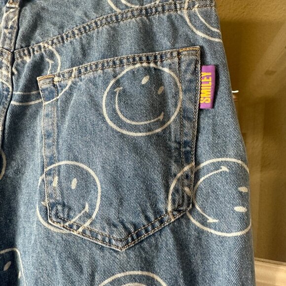 H&M x SMILEY Wide Leg Denim Jeans with Smiley Faces Size 2 - Picture 10 of 11